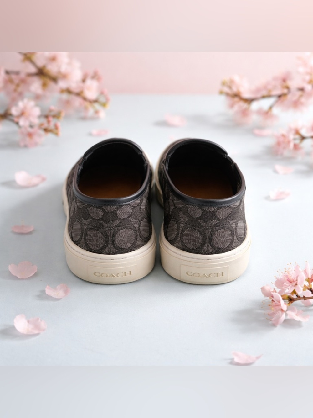 Coach women Brown Signature Slip-On Sneakers with Cream Sole - Picture 3 of 3